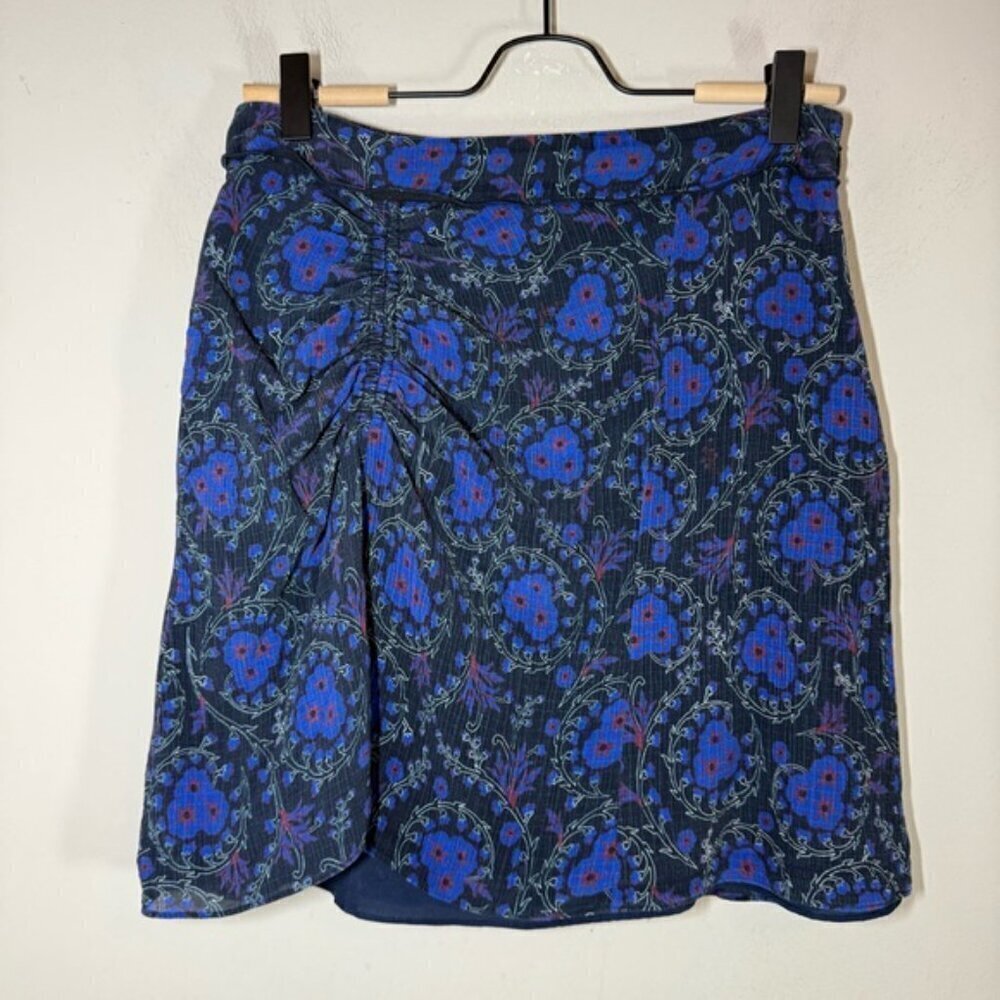 Derek Lam 10 Crosby Ruched Side Skirt Black Floral size 4 - Picture 5 of 9